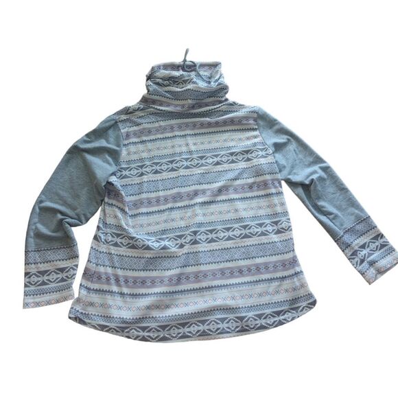 🛍️Western Aztec Long Sleeve Cowl Neck Shirt Size xl - Picture 2 of 5